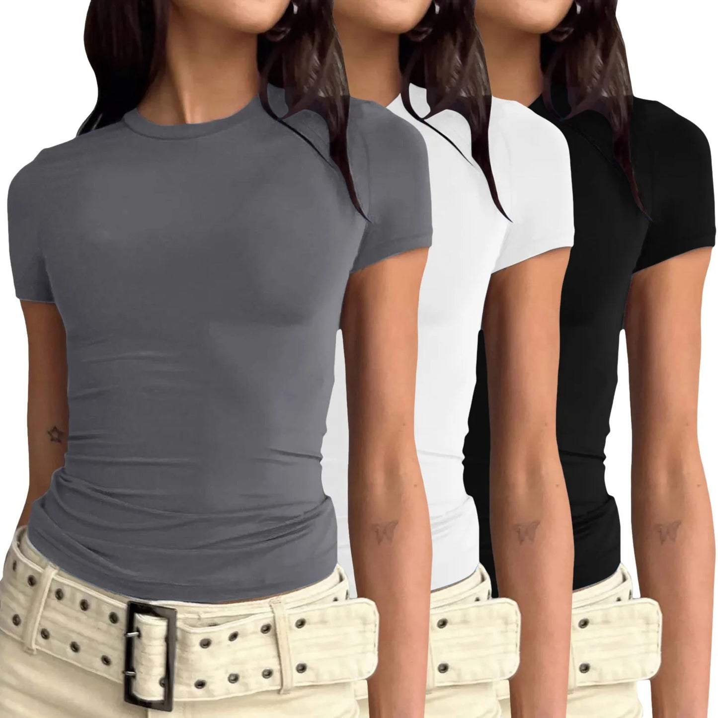 3-Pack Slim Fit Y2K Crop Tees β Basic Streetwear Essentials
