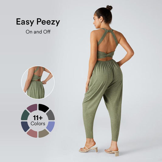 Backless Harem Jumpsuit – Easy On/Off | 11+ Colors
