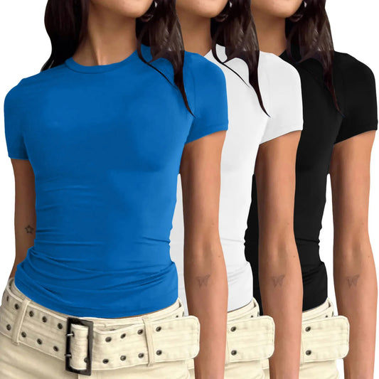 3-Pack Slim Fit Y2K Crop Tees – Basic Streetwear Essentials
