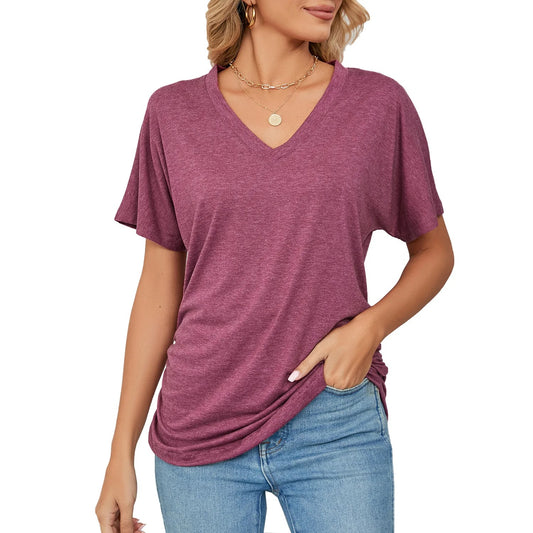 3-Pack Women’s V-Neck Side-Ruched Tees – Soft Dolman Fit