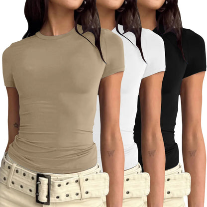 3-Pack Slim Fit Y2K Crop Tees – Basic Streetwear Essentials