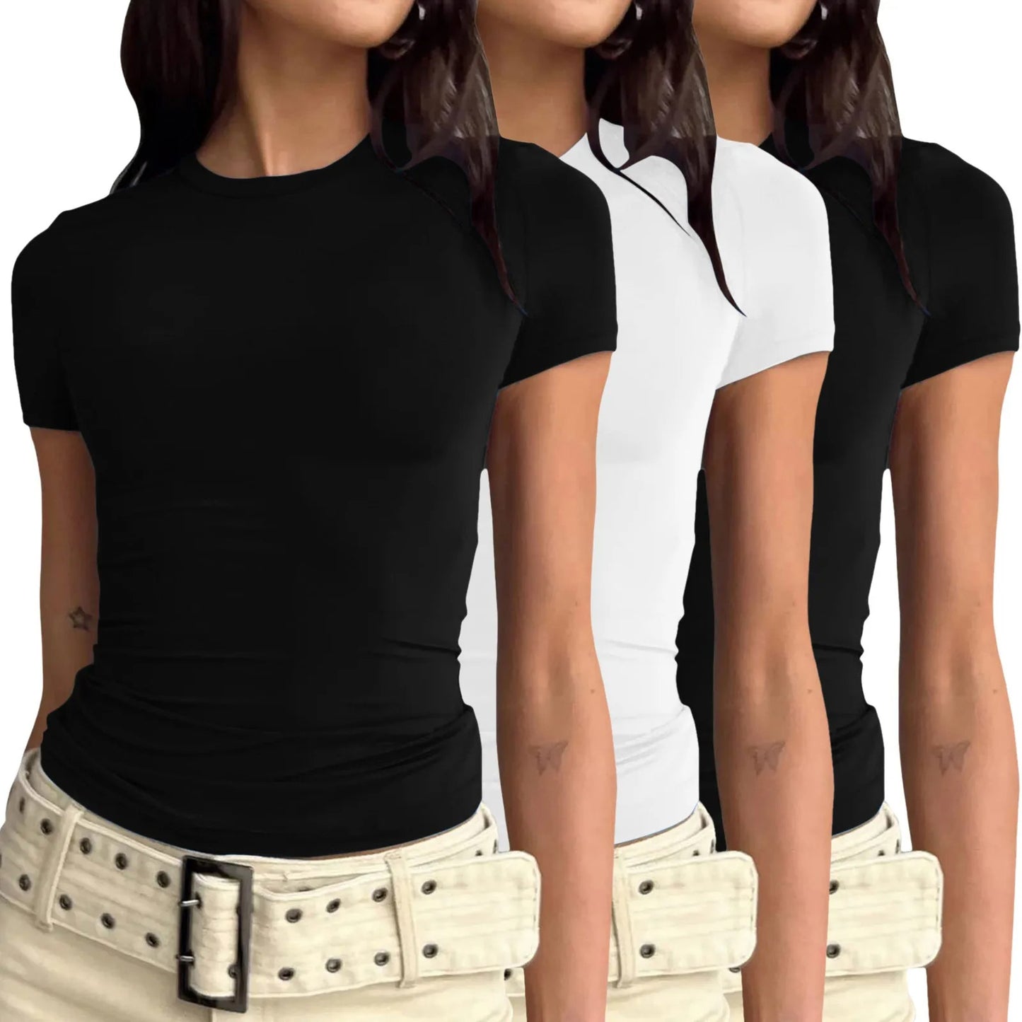 3-Pack Slim Fit Y2K Crop Tees – Basic Streetwear Essentials